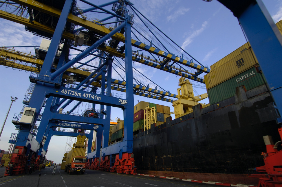 Ship being loaded with materials