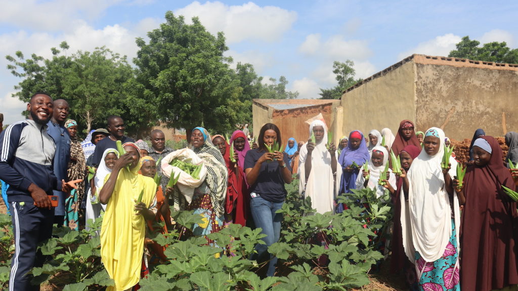 Nigerian farmers with their okra