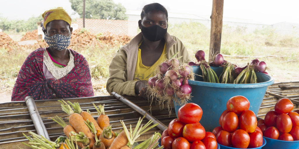 Women selling their vegetables at a local market in Zembe along the highway to Chimoio.