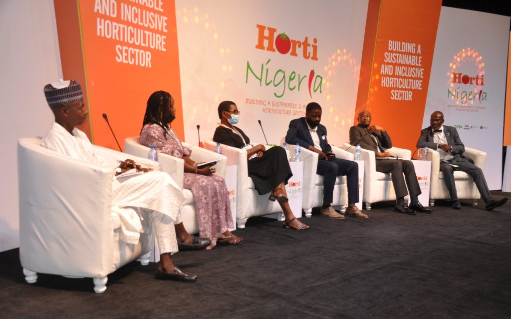 Representatives sitting on stage at the HortiNigeria program launch