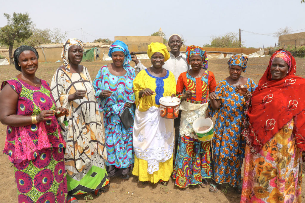 Dundel Suuf project participants stand with their microdosing supplies after a day in the field