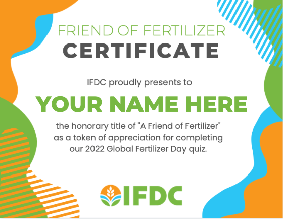 Friend of Fertilizer Certificate