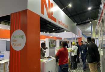 Attendees visit the netherlands booth