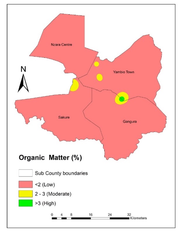 a map of organic matter in Yambio's soils