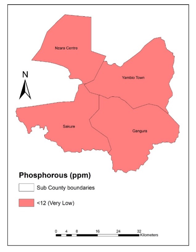 Map of the phosporous content in Yambio's soils