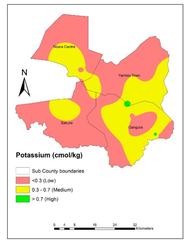 A map of the potassium content in Yambio's soils