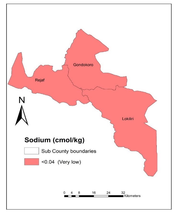 A map of the sodium content in Juba's soils
