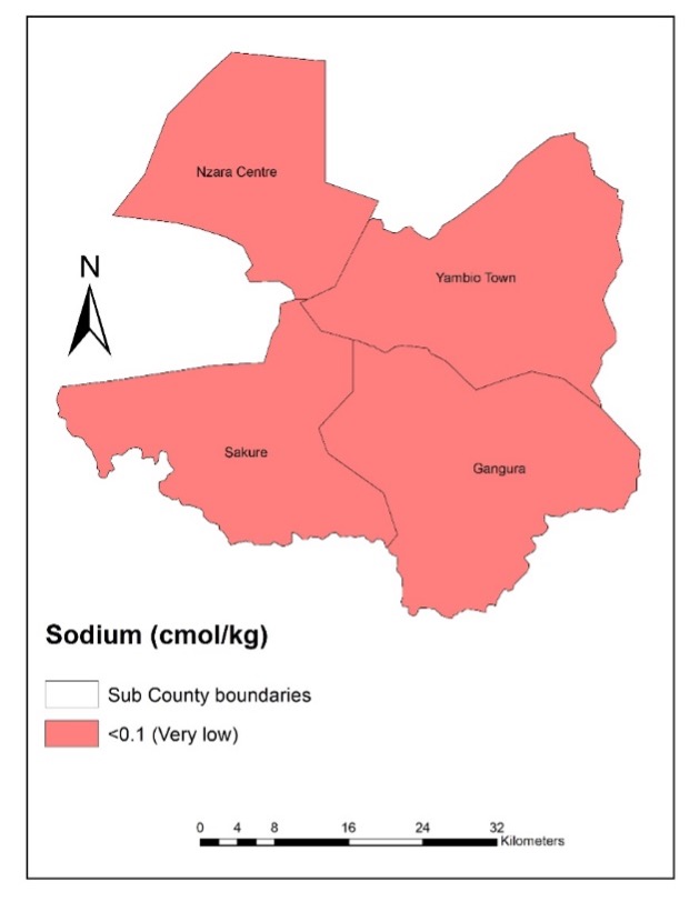 A map of the sodium content in Yambio's soils
