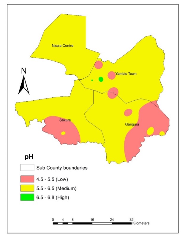 A map of the pH of Yambio's soils