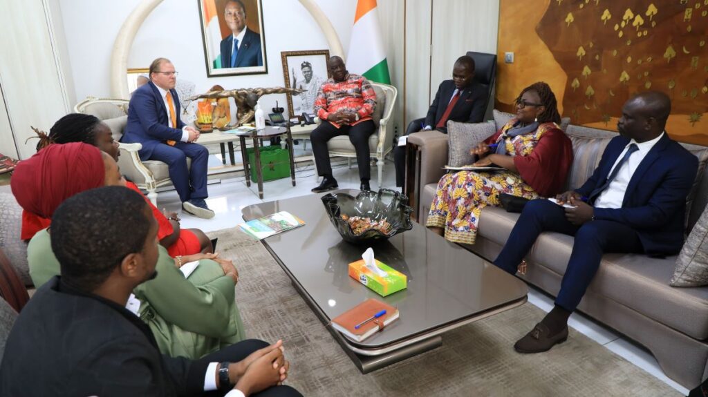 IFDC President & CEO discussing IFDC's impact in Côte d’Ivoire with the Minister of Agriculture, Mr. Kobenan Kouassi Adjoumani.