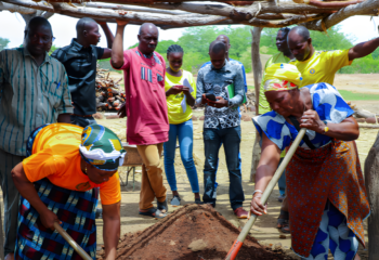 Two female farmers participate in nutrient management training.