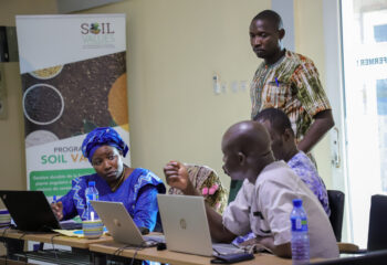 A group of participants in a working session during the action plan development workshop in Koudougou.
