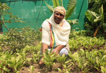 Kokobe Eshetu in her healthy kitchen garden.